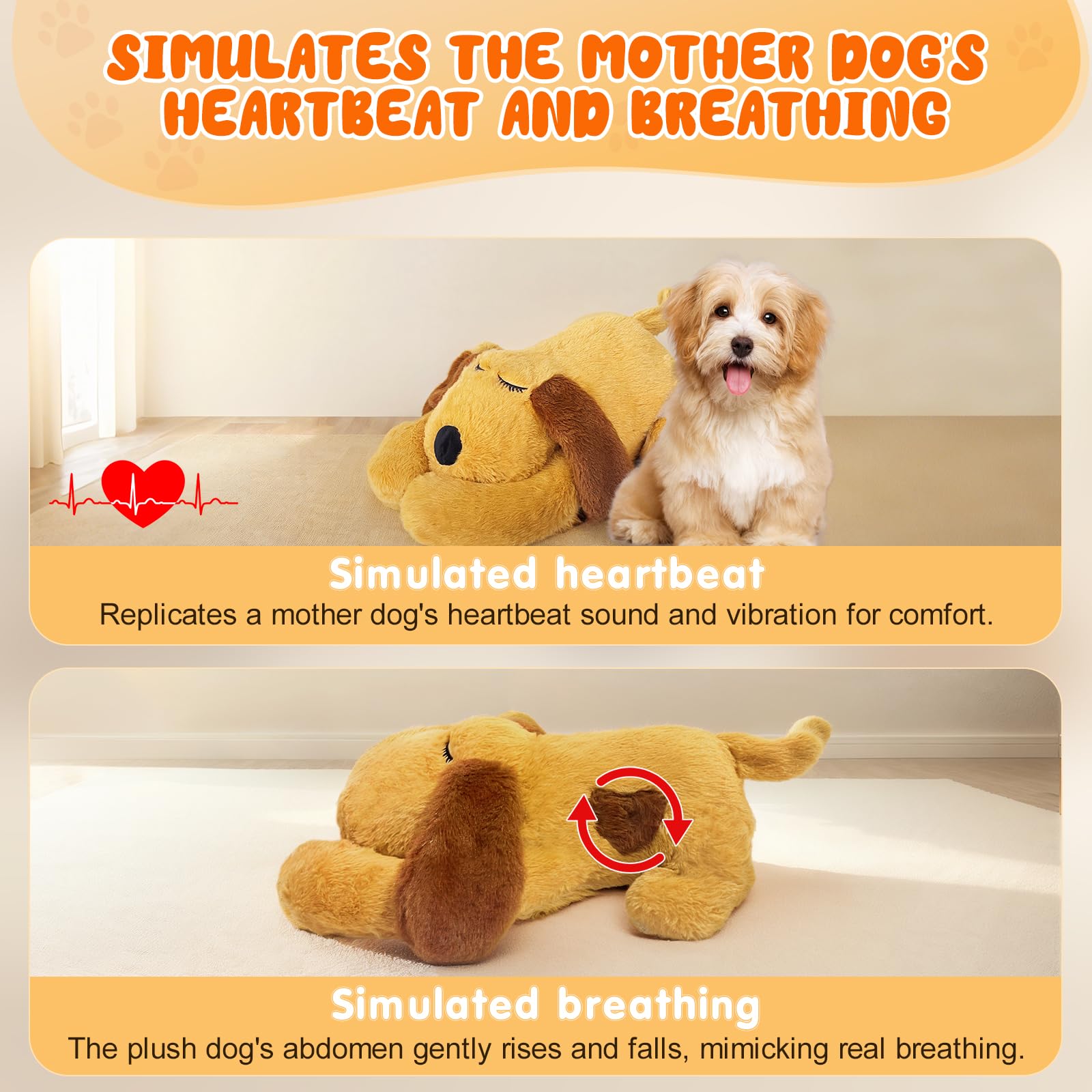 DCIAER heartbeat puppy toy warming-element-visible evokes natural body warmth for comfort