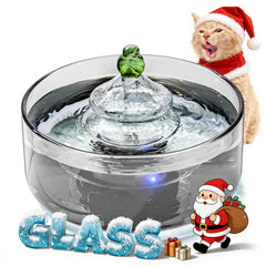 DCIOGAT all-glass cat water fountain front view shows safe, durable design for pets.