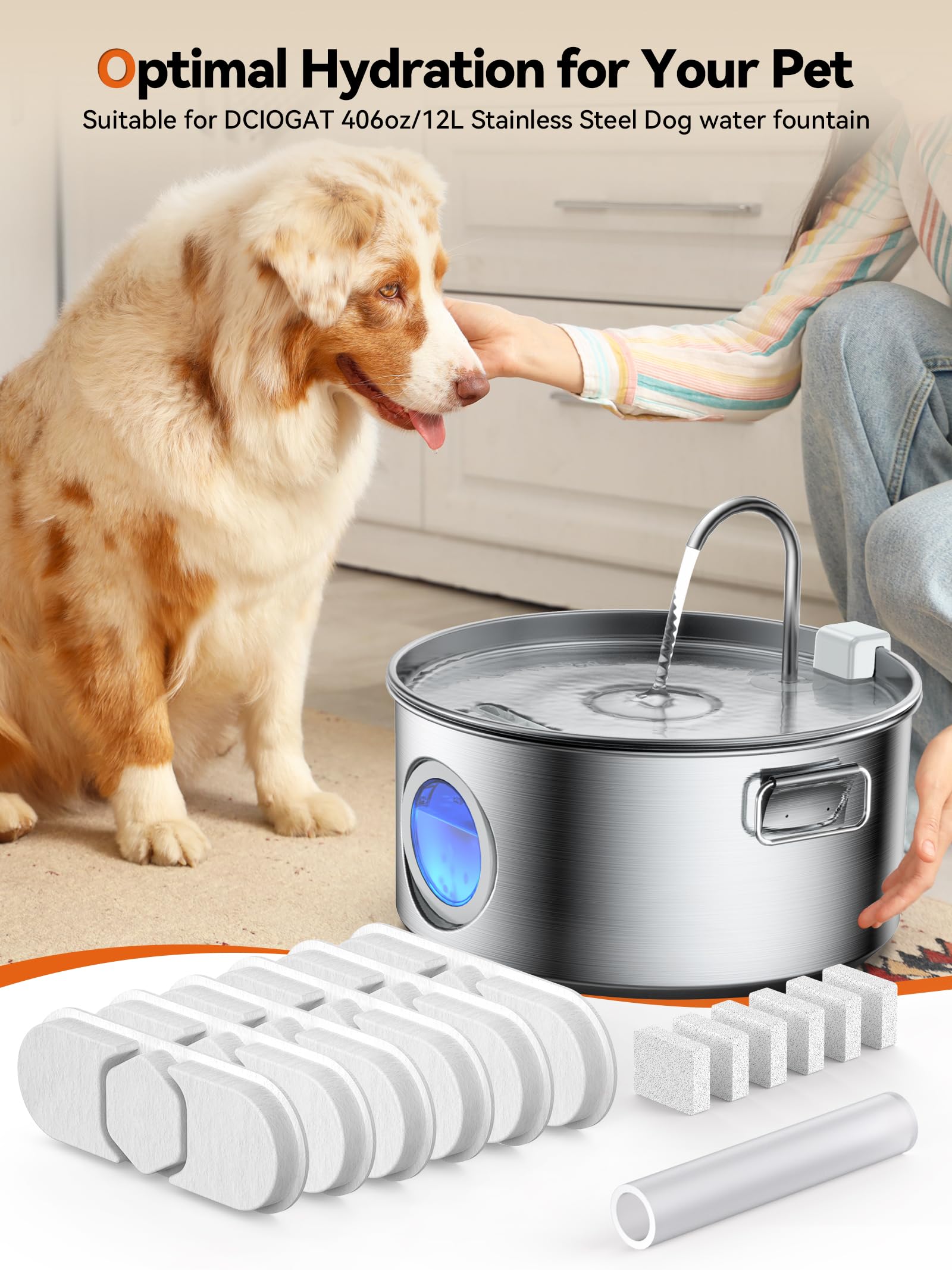 DCIOGAT round 360° drinking area reduces spills for dogs.