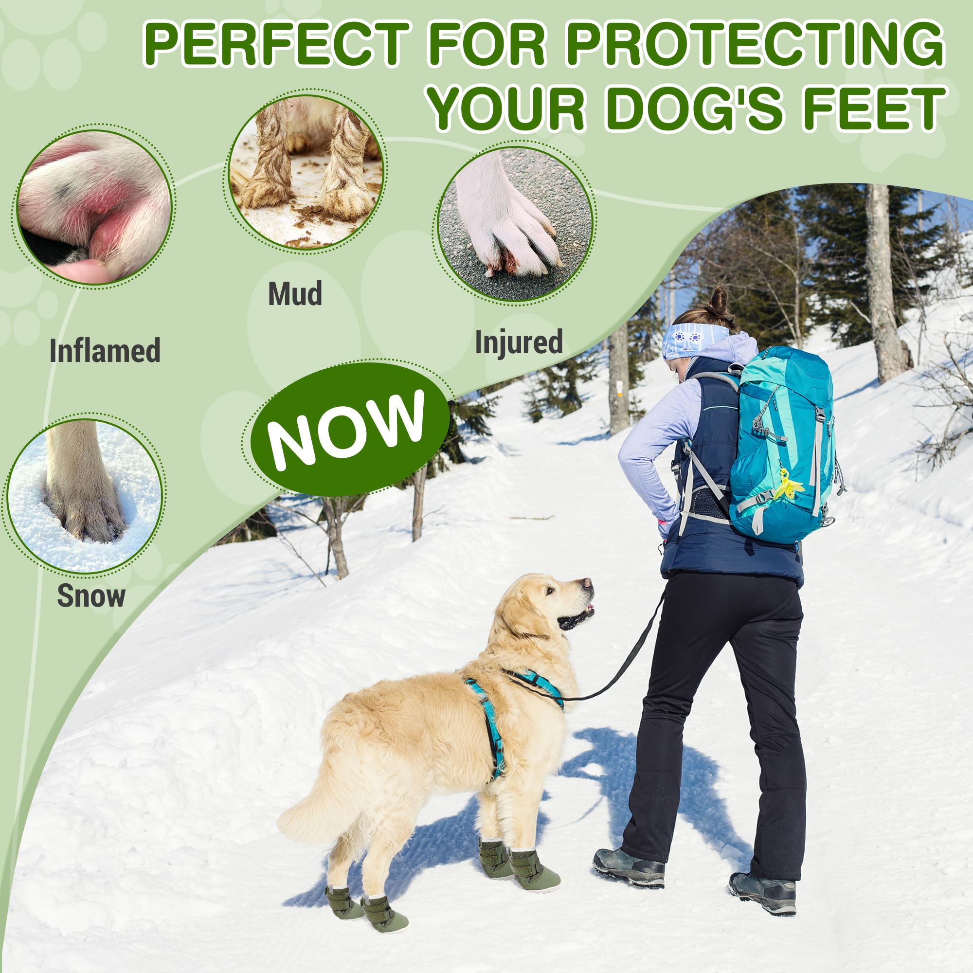 DcOaGt dog boots suitable for winter hiking on snow and ice