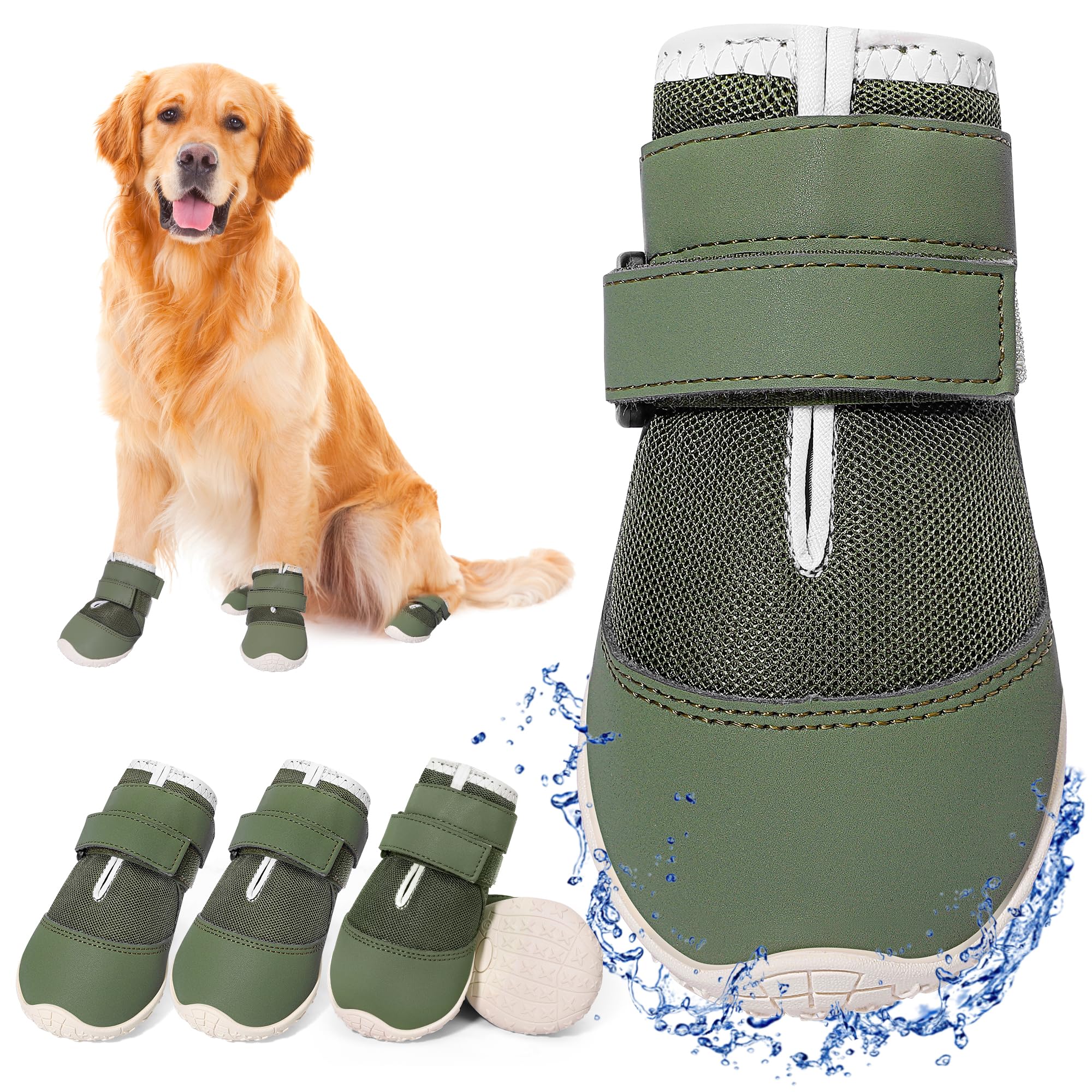 DcOaGt dog shoes large dogs, front view, breathable mesh for comfort on walks