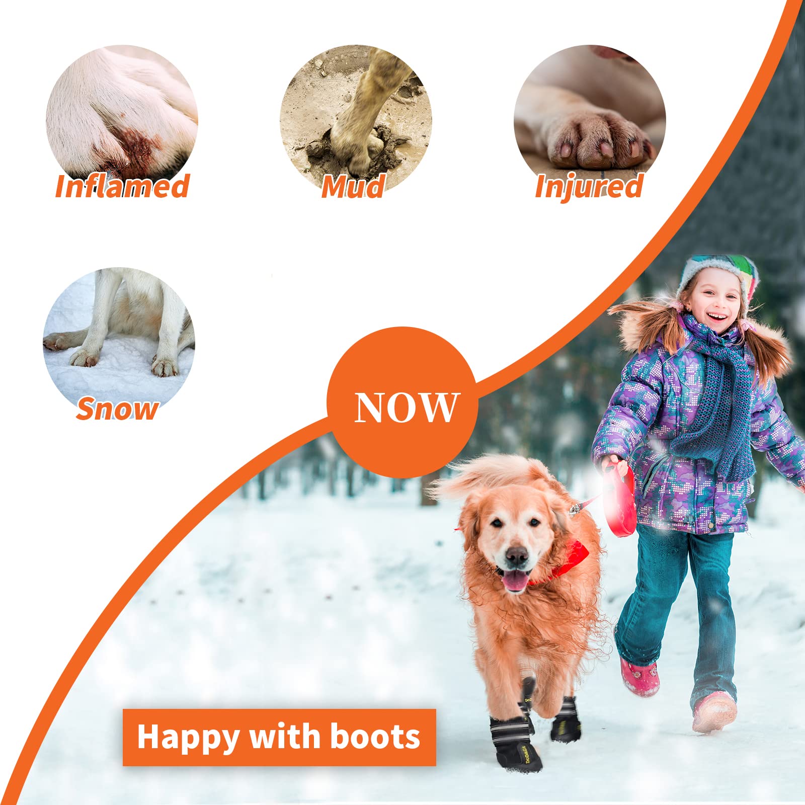 DcOaGt heat-protection boots for winter walks on hot pavement.