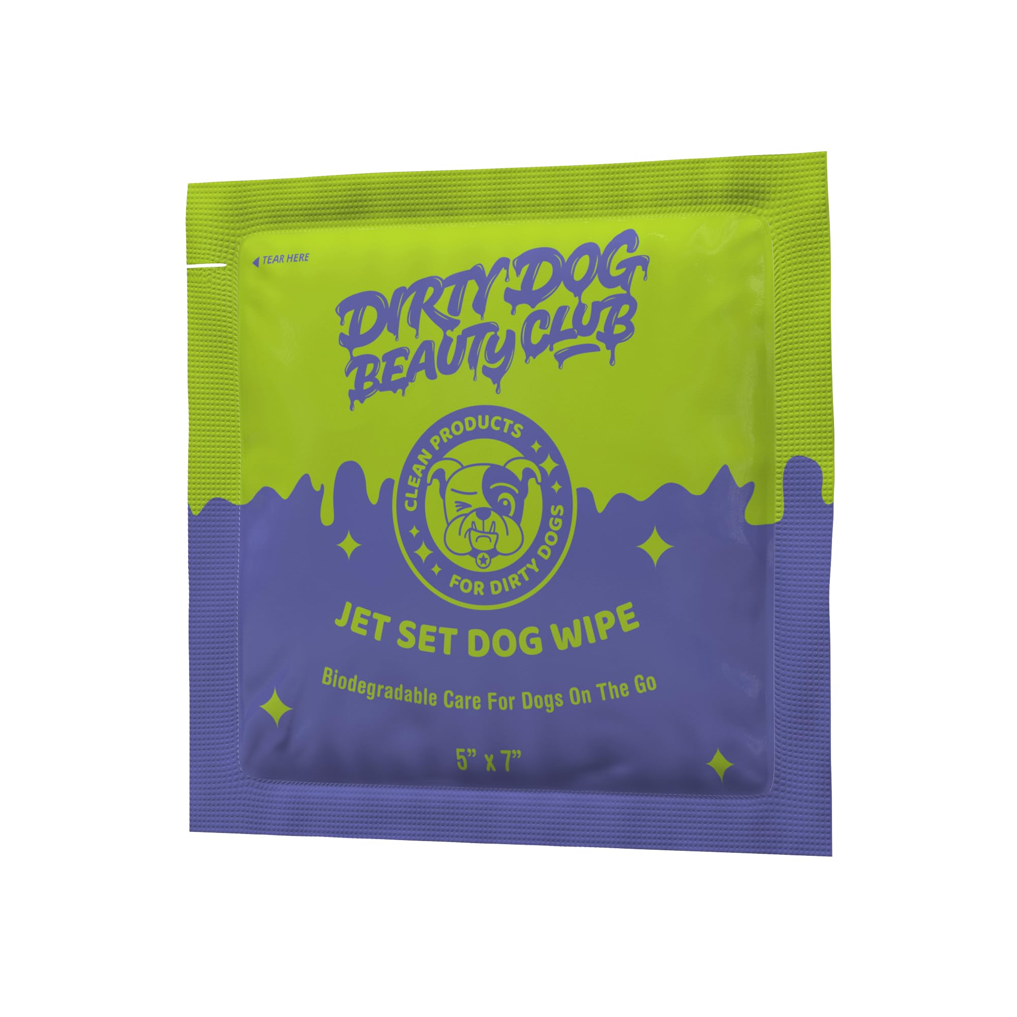 DDBC Jet Set Dog Wipes thick texture demonstrates durable wipe for messes.