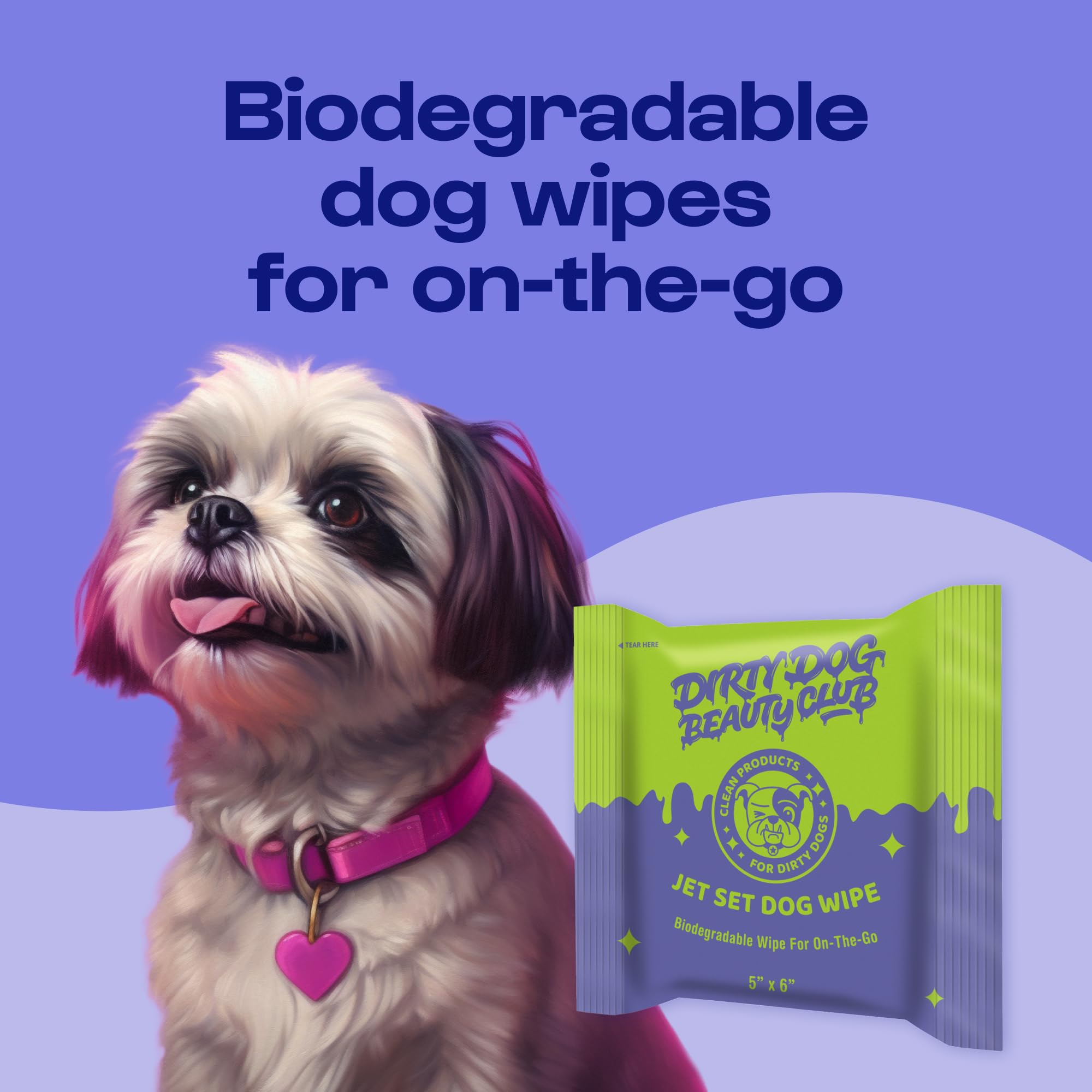 DDBC Jet Set Dog Wipes unscented label emphasizes gentle, fragrance-free care.