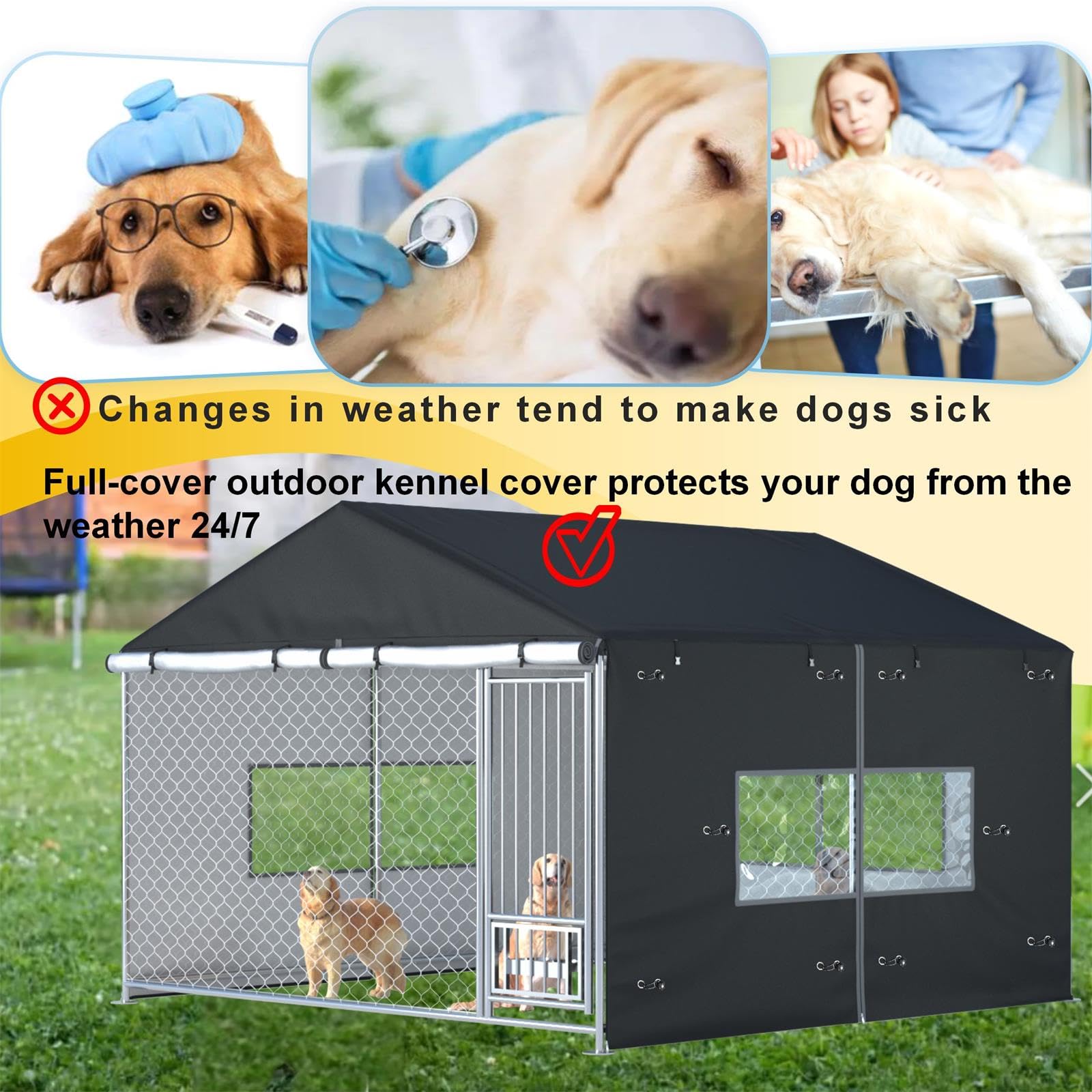 Ddeman clear PVC windows side view for light and rain shielding