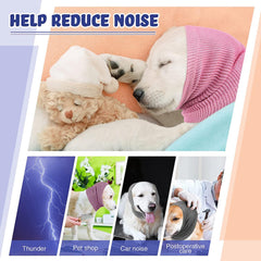 DDFS noise-reduction neck gaiter red M on pet promotes quieter car rides.