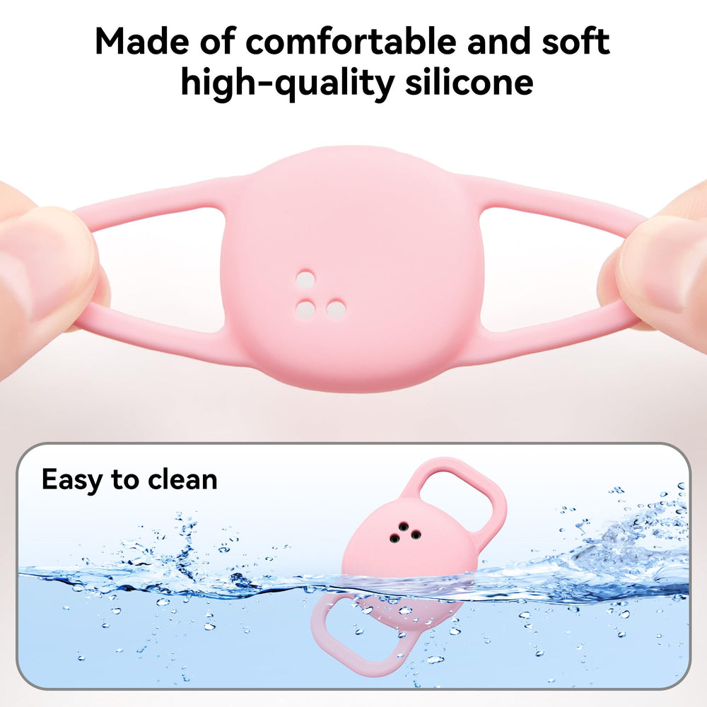 DDJ 2-pack pink pet collar case demonstrates sturdy silicone construction.