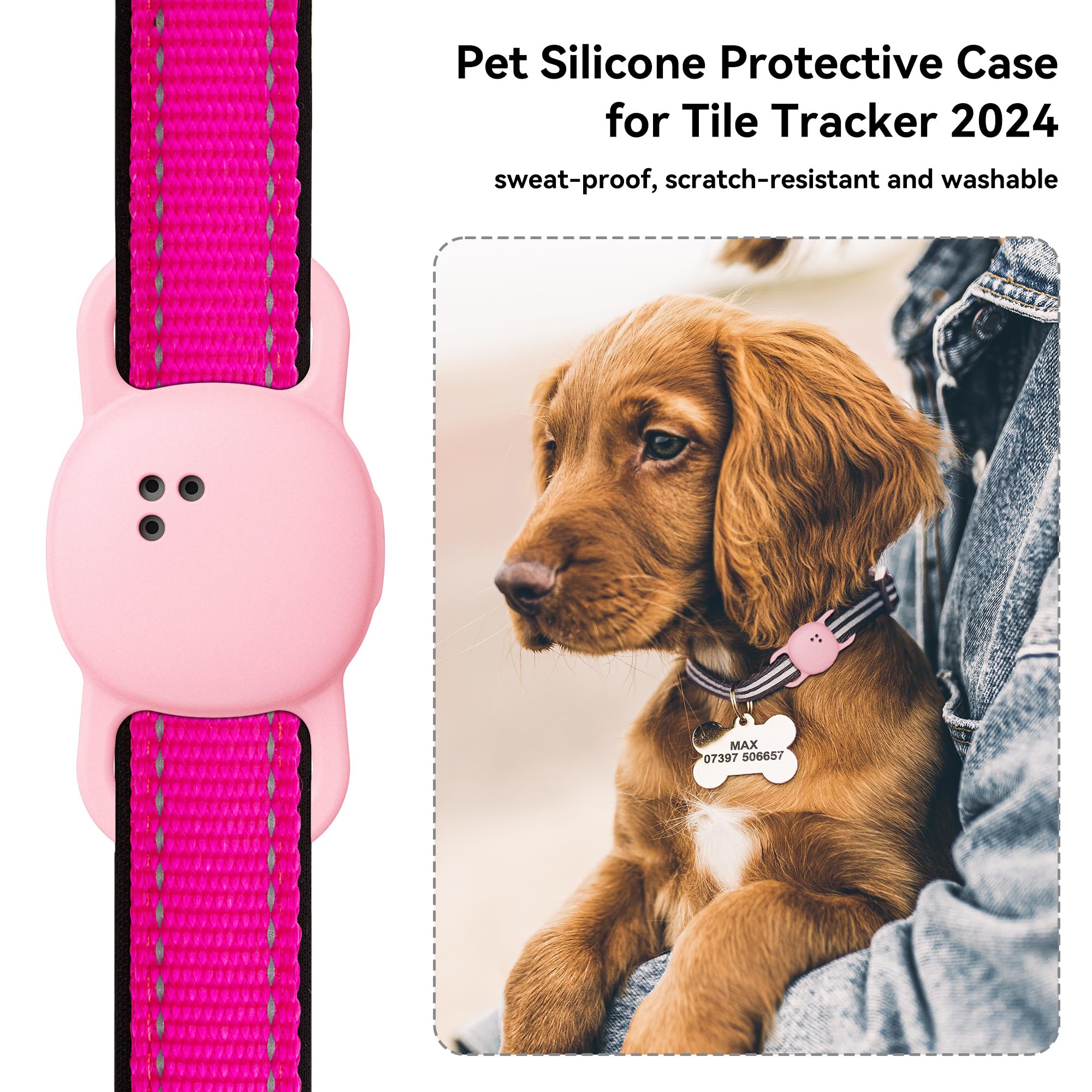 DDJ pink easy-install collar accessory fits 0.8 to 1.1 inch collars.