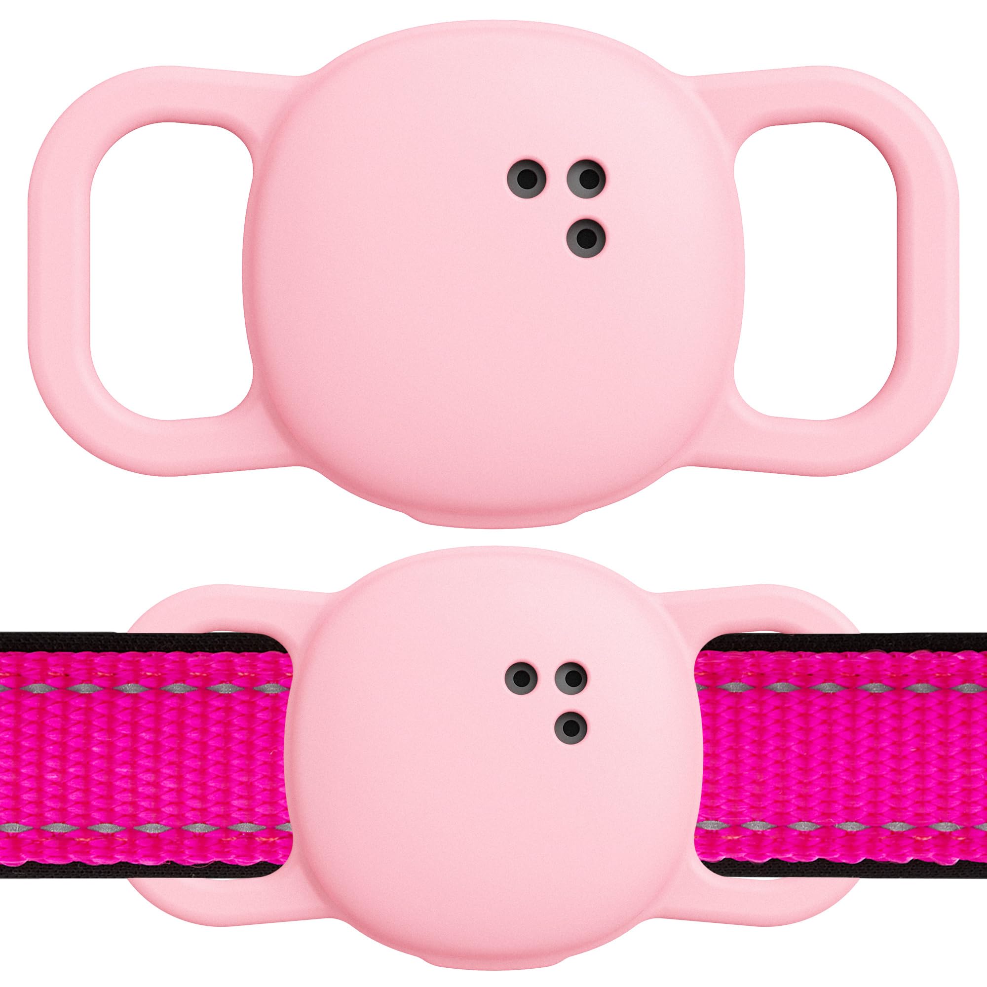DDJ Tile Life360 pink silicone holder closeup for secure, lightweight protection.