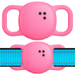 DDJ Tile Life360 collar case neon pink closeup protects trackers with soft silicone