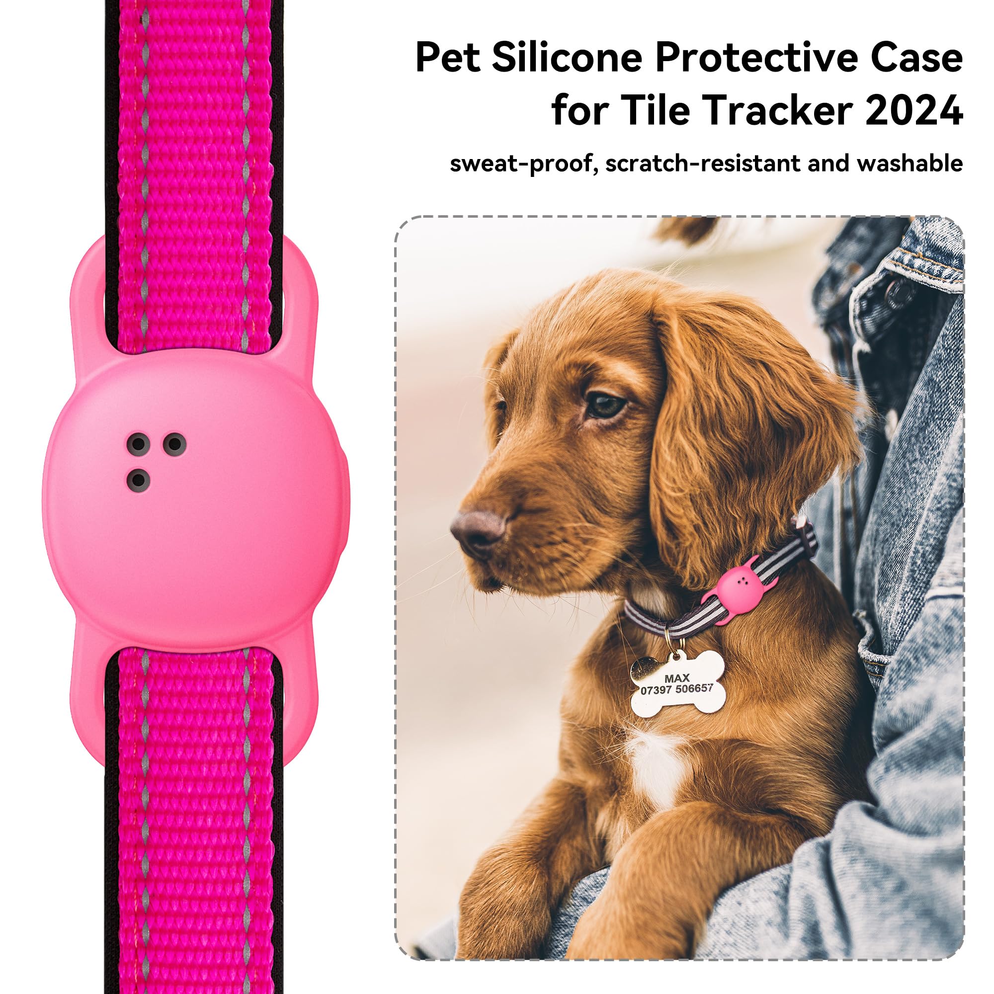 DDJ Tile Life360 collar case neon pink durable silicone material for longevity