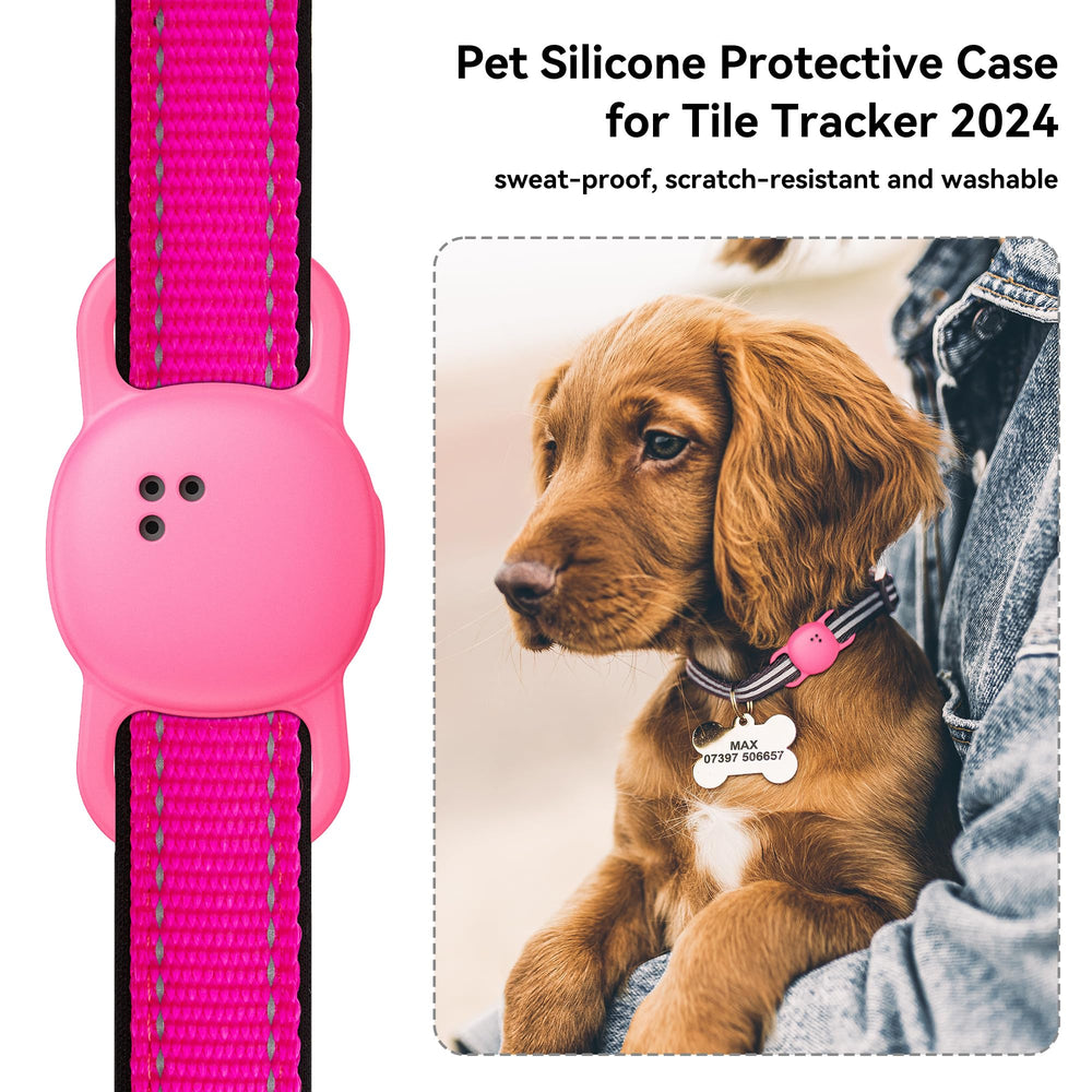 DDJ Tile Life360 collar case neon pink durable silicone material for longevity