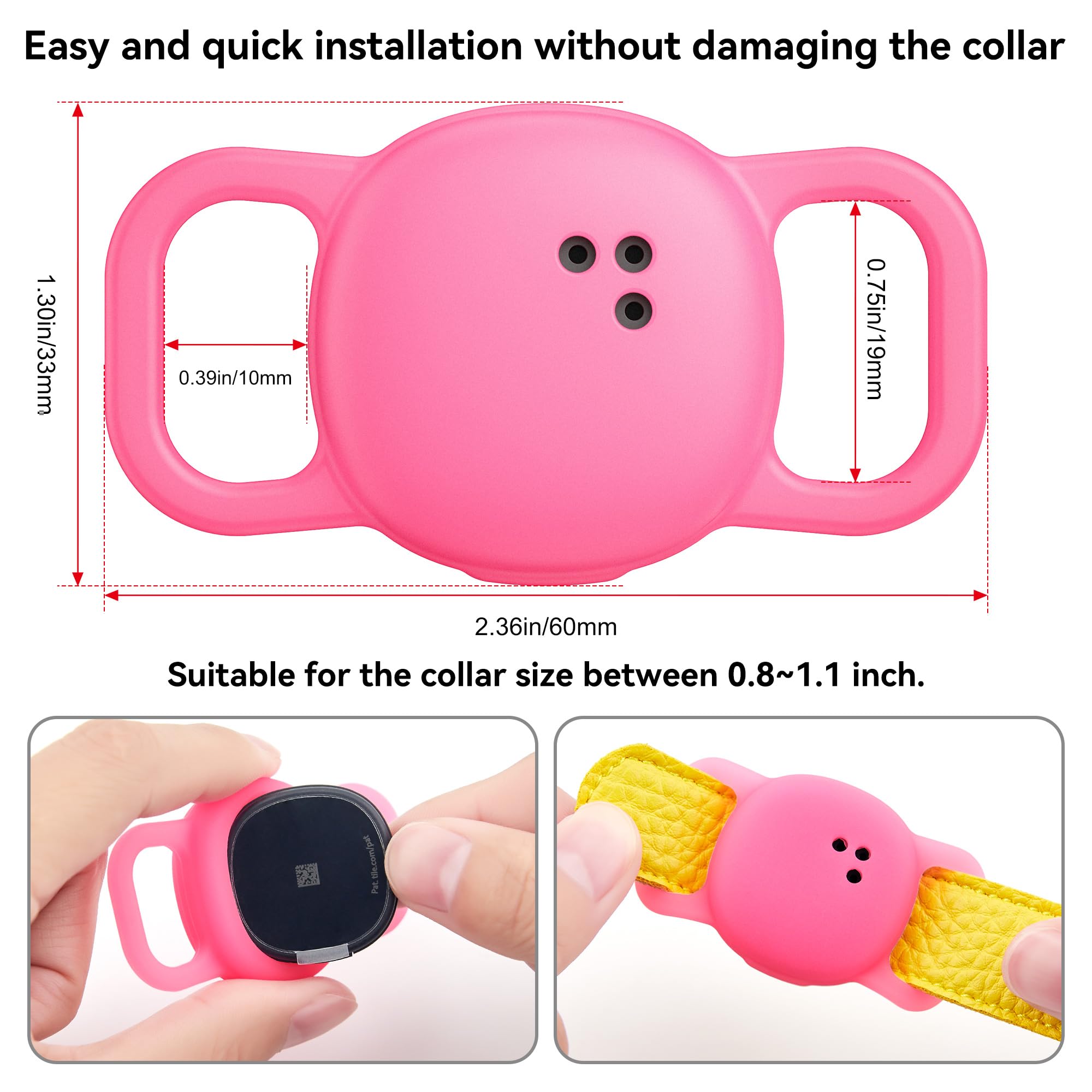 DDJ Tile Life360 collar case neon pink installation highlights one-step setup