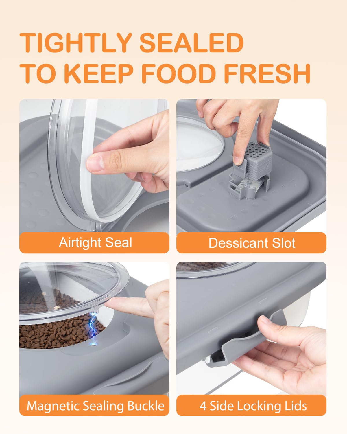 DDMOMMY 33qt pet food storage holds substantial dry food for busy households.
