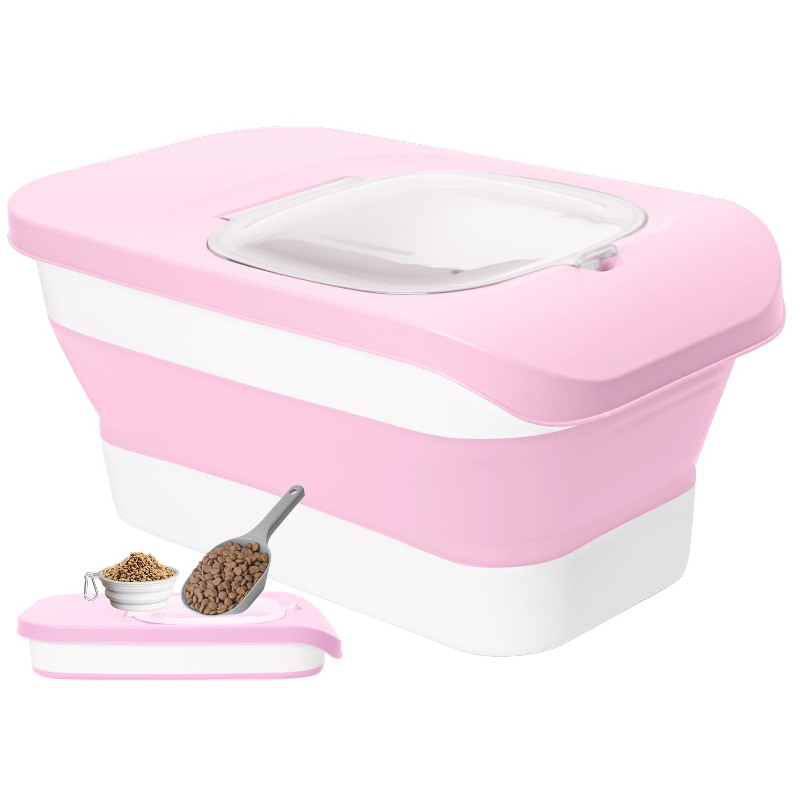 DDMOMMY dog food container with collapsible lid keeps contents fresh.