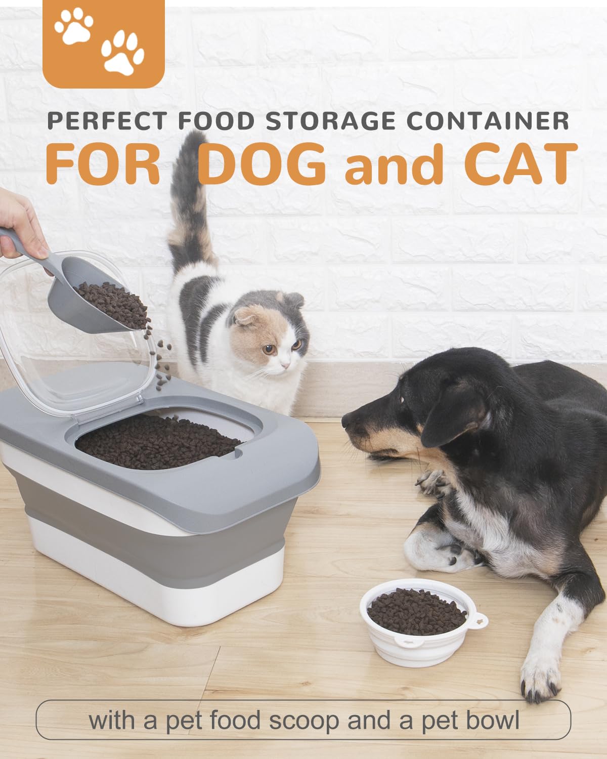DDMOMMY dog food container folded size saves space when not in use.