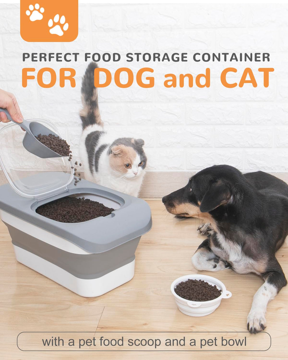 DDMOMMY dog food container folded size saves space when not in use.