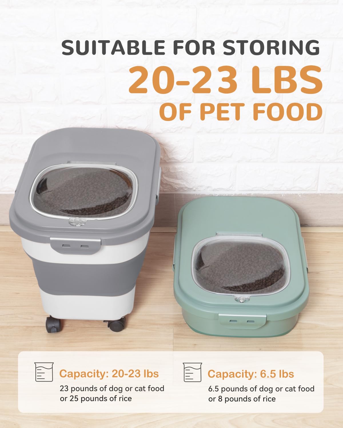 DDMOMMY dog food storage container folded dimensions illustrate compact storage