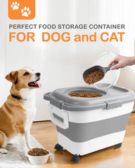 DDMOMMY dog food storage container folded size neatly fits under cabinets.