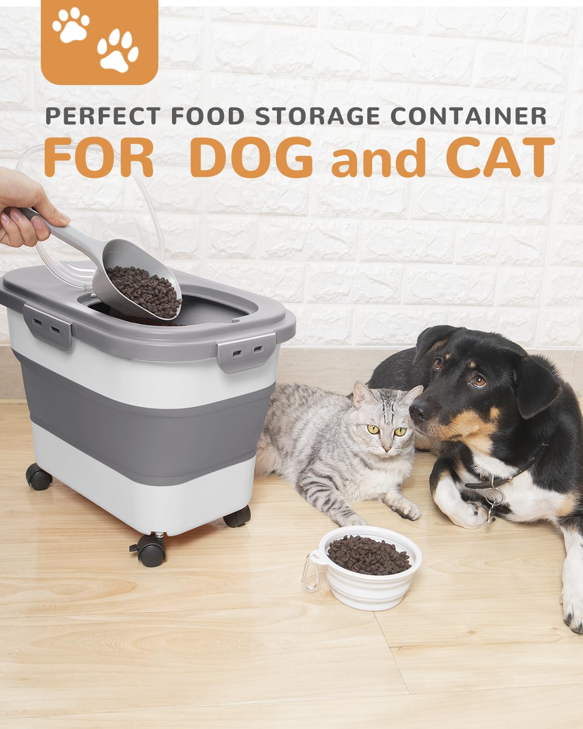 DDMOMMY dog food storage container wheels attached enable effortless movement