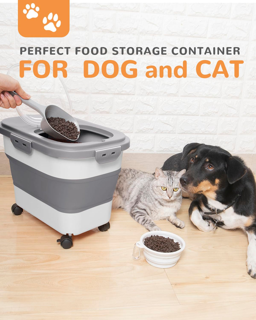 DDMOMMY dog food storage container wheels attached enable effortless movement