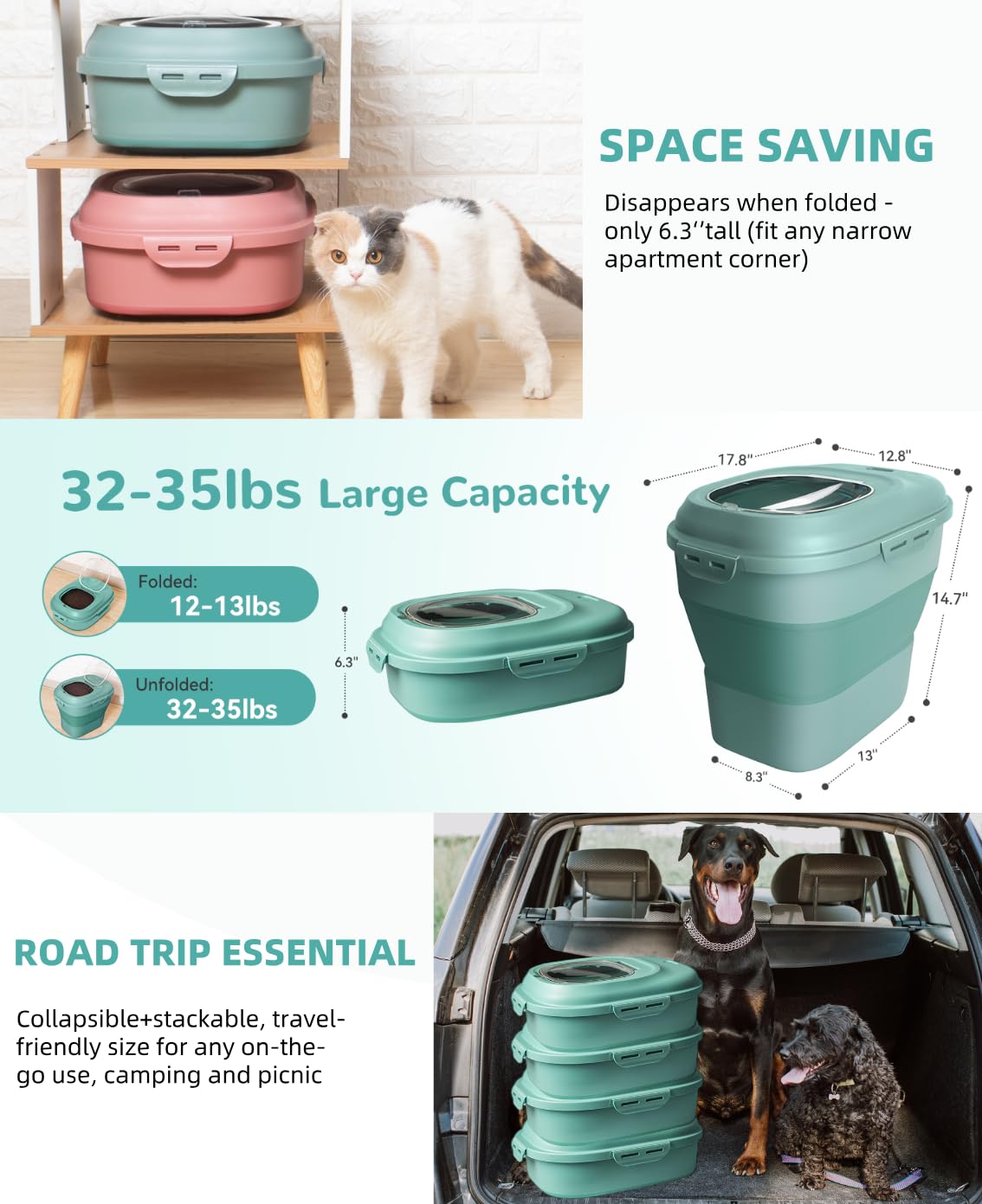 DDMOMMY green pet food storage set emphasizes stylish, practical organization