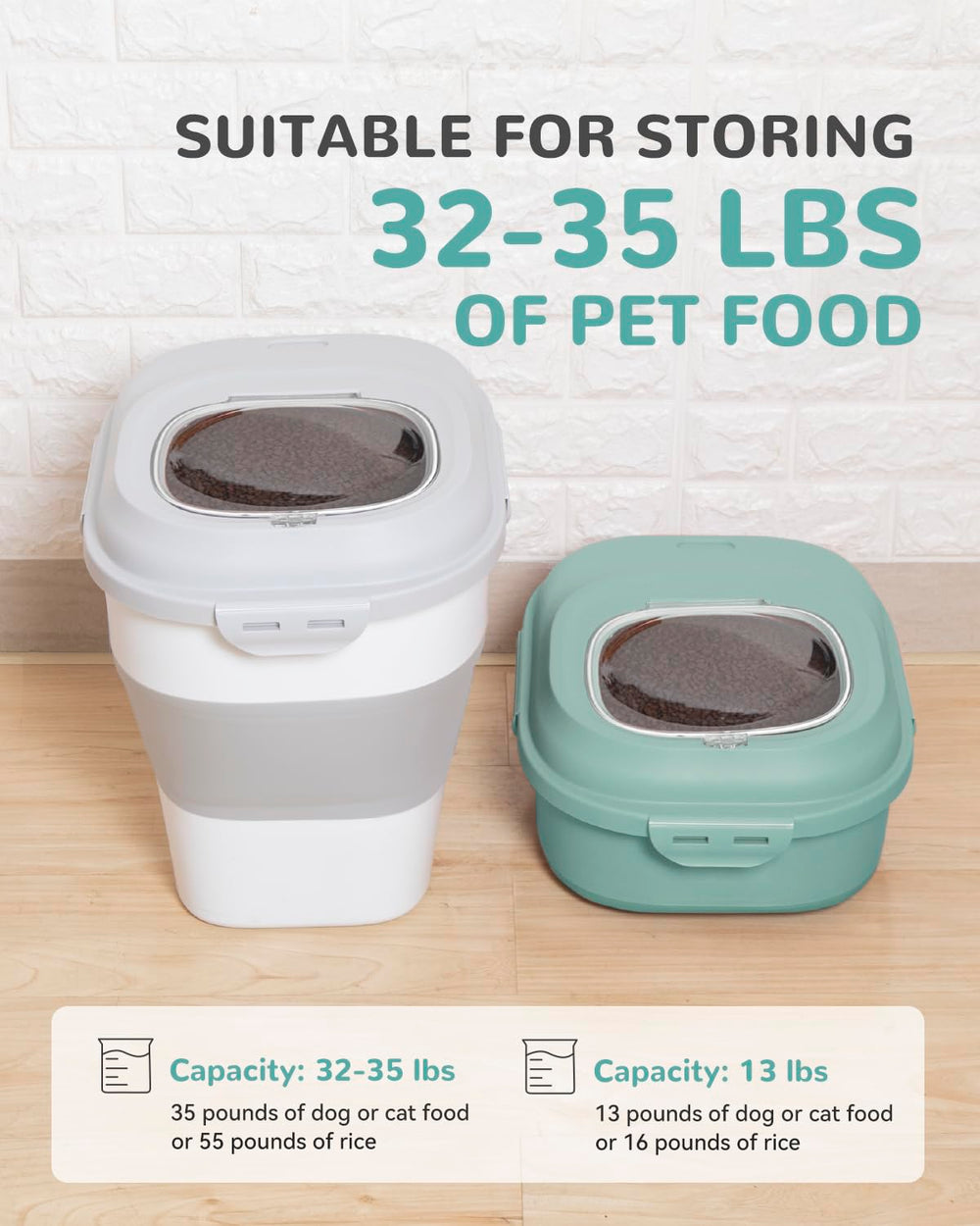 DDMOMMY two-pack airtight containers green enables organized storage for multiple pets