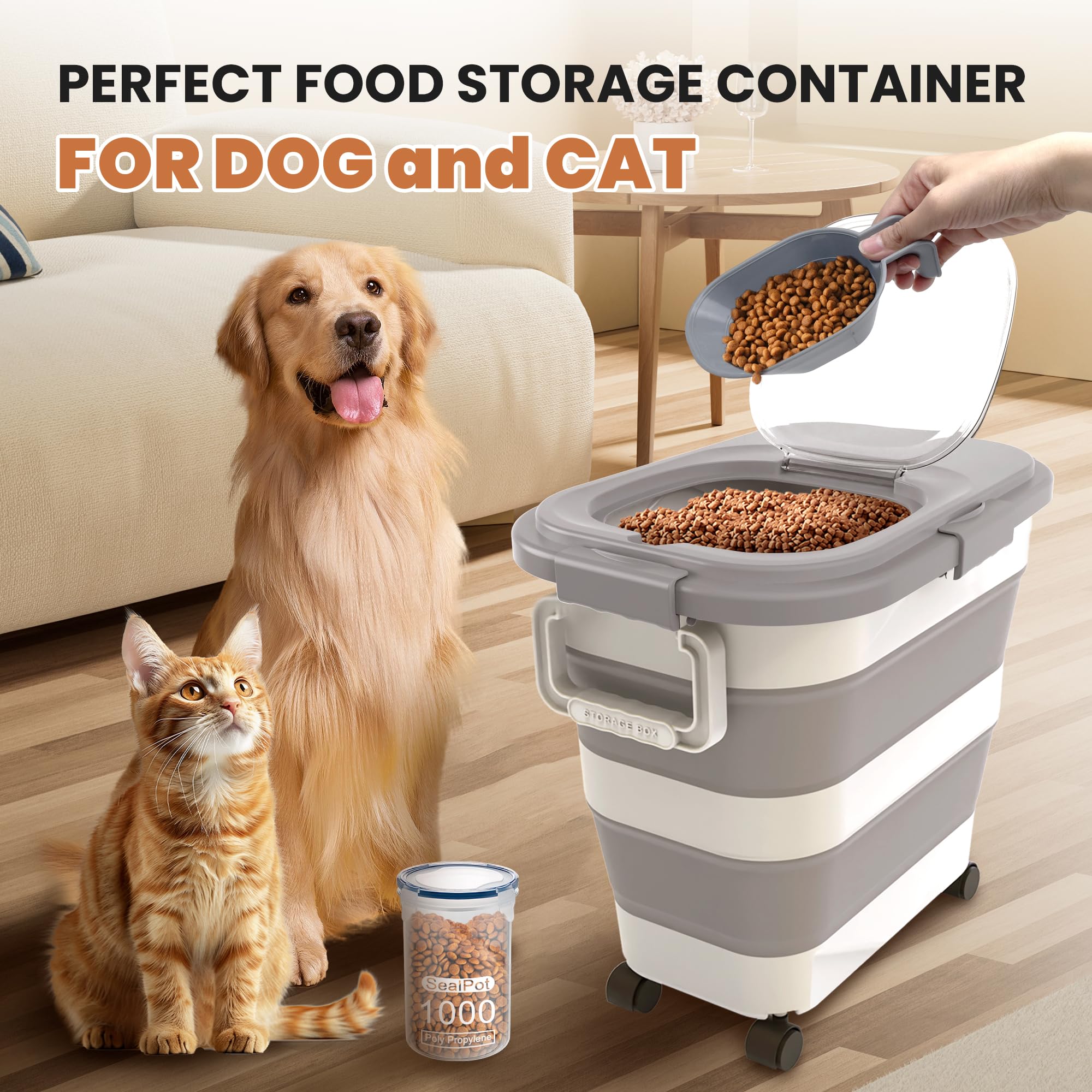 DDMOMMY versatile storage for pet foods and staple items.