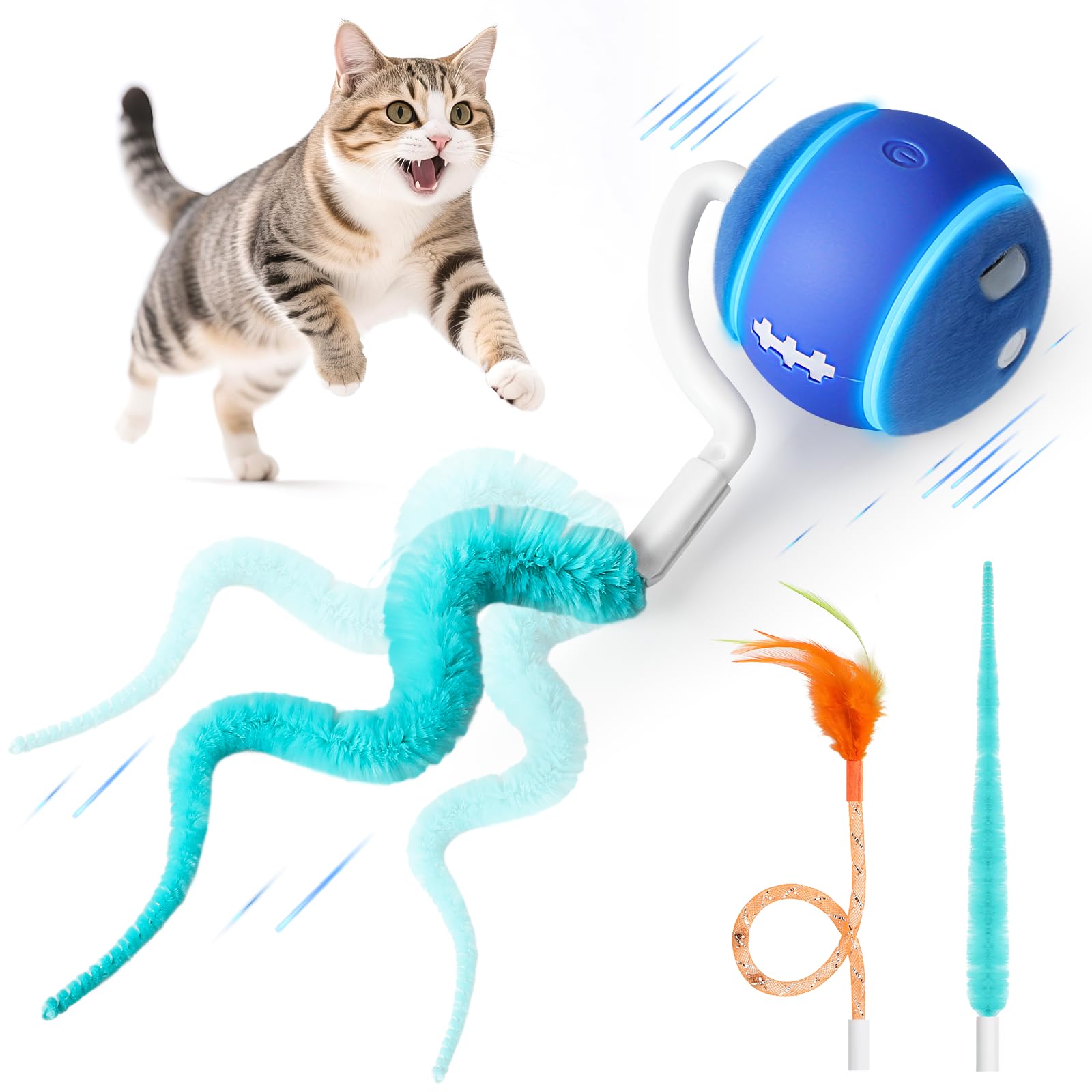 ddxcoo automatic cat toy ball indoors with stable rolling on carpet