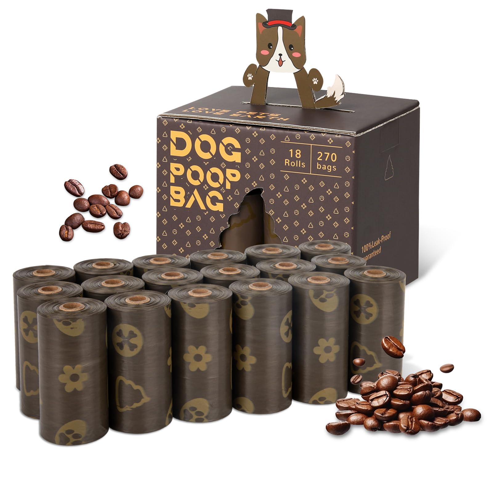 DealBeta DBFAIRY coffee-scented poop bags in convenient rolls mask odors on walks.
