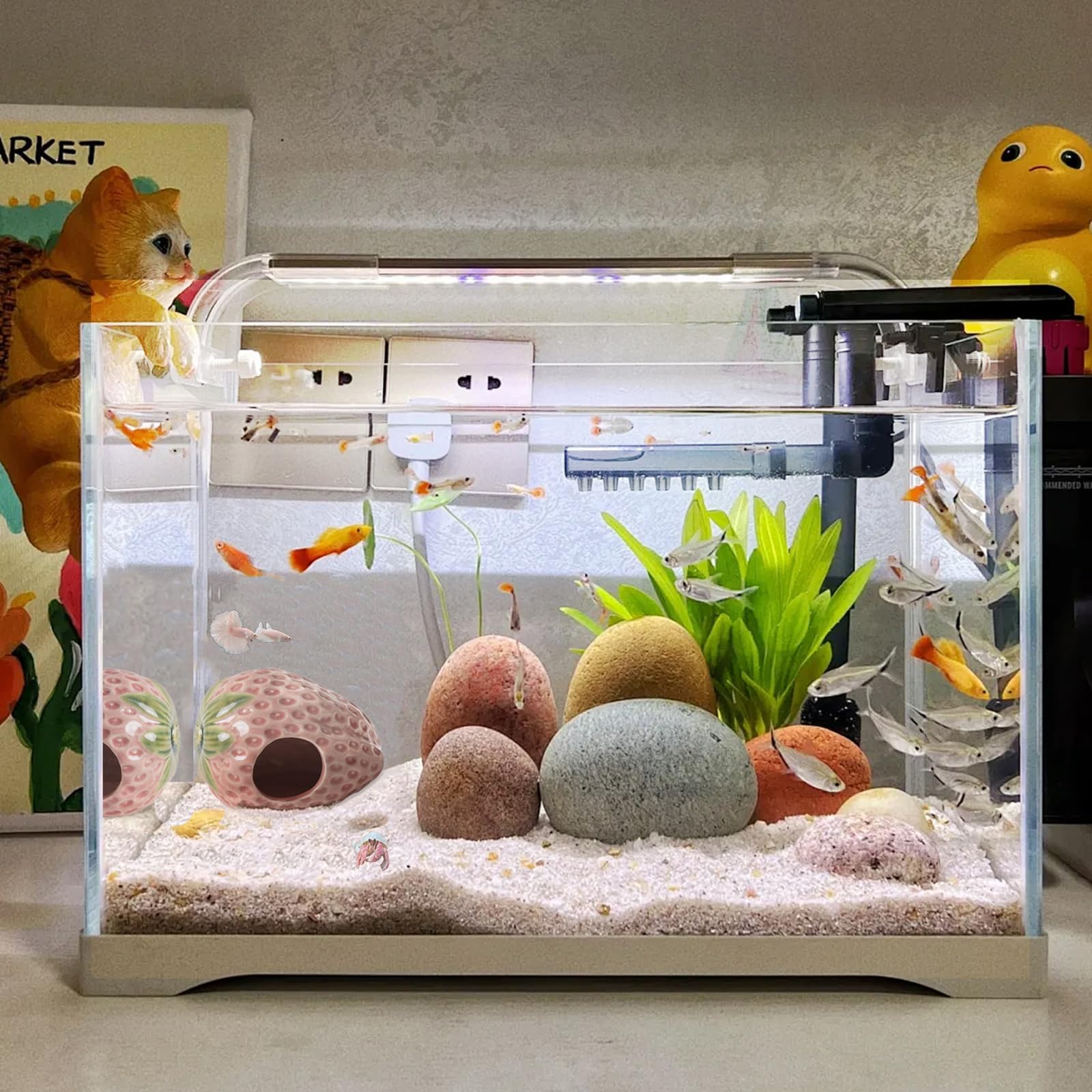 Deapeey strawberry cave pink breeding-use ideal for small fish to spawn.