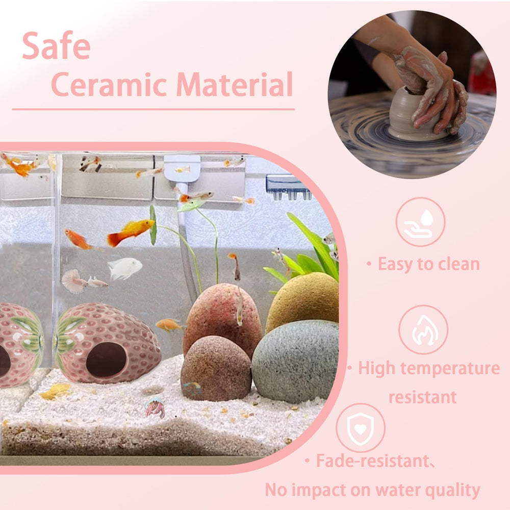 Deapeey strawberry cave pink hideout closeup shows safe ceramic surface.