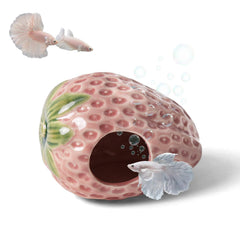 Deapeey strawberry cave pink side view, cozy hiding spot for small fish.