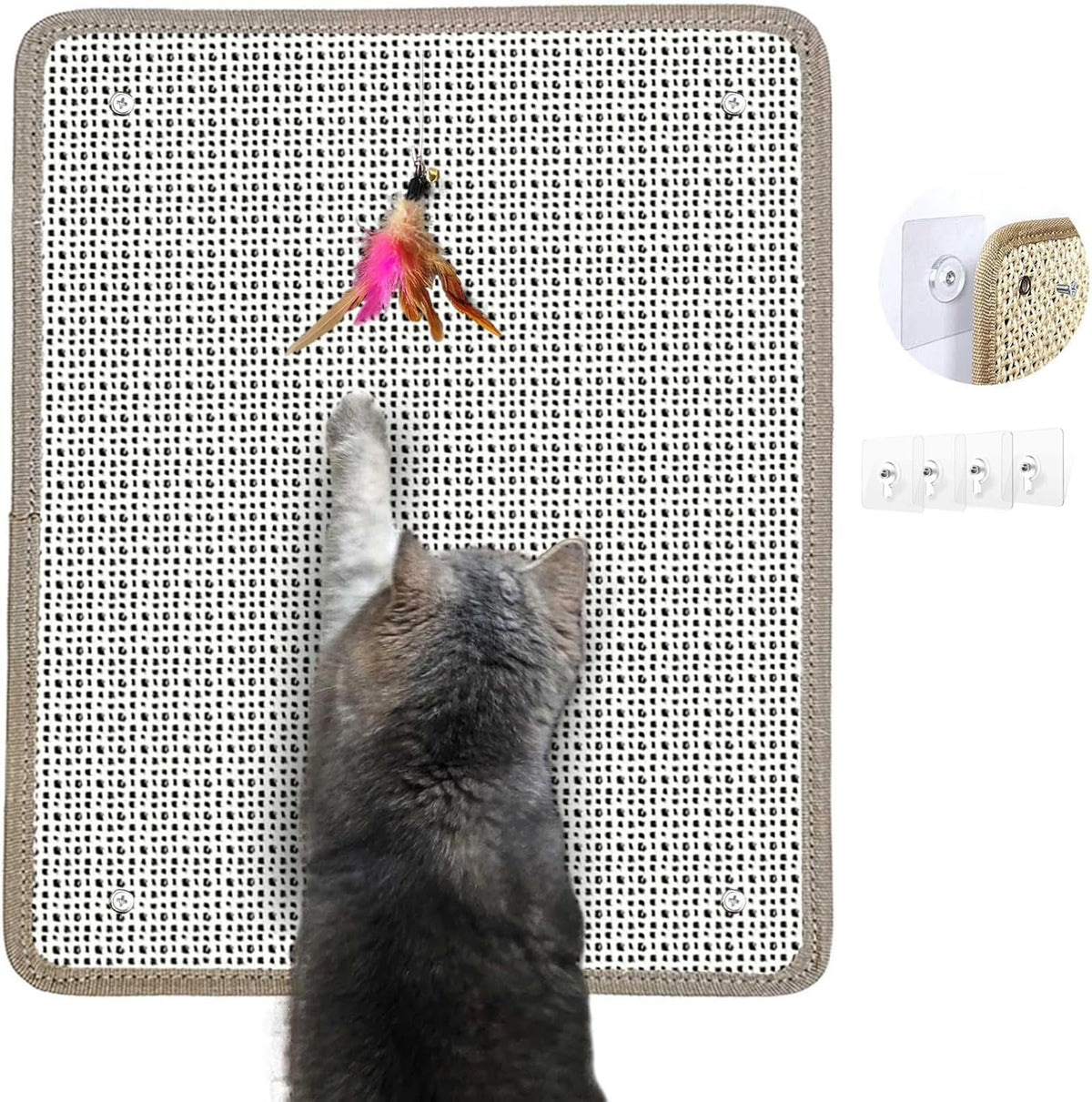 Deapher cat nail file scratcher main view—natural sisal for safe nail filing and furniture protection.