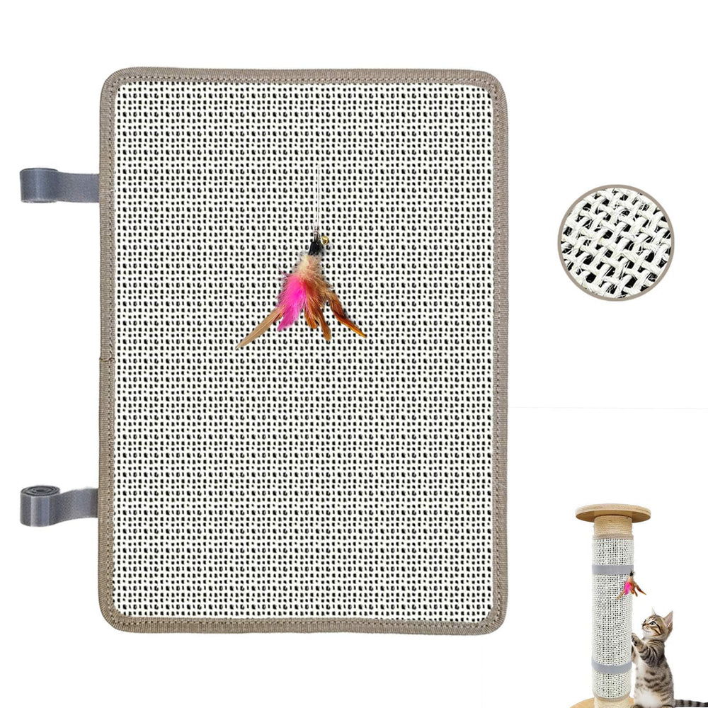 Deapher wrap-around cat nail file on post for easy grooming.
