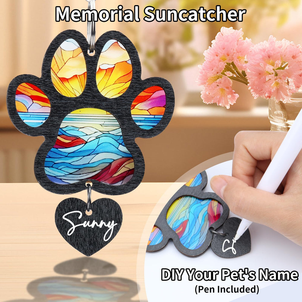 DearKeeps memorial suncatcher crystal reflects light with pet remembrance