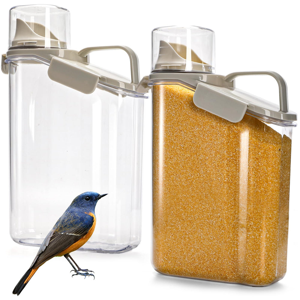 DEAYOU 2pack bird seed storage container with clear view for easy refills