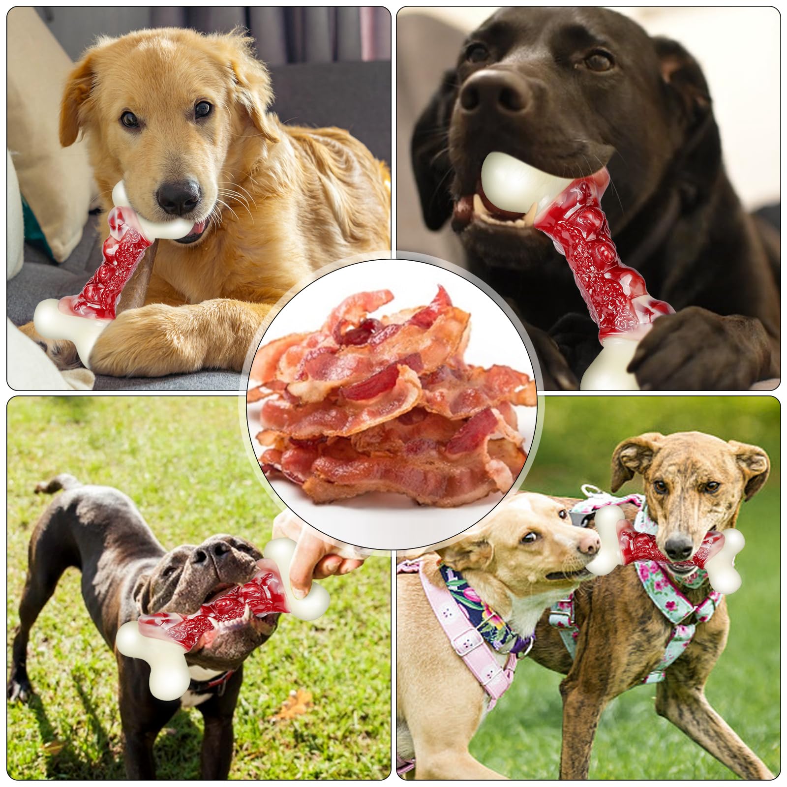 DEBAK dog-chew-toy bacon-flavor engages dogs and extends play