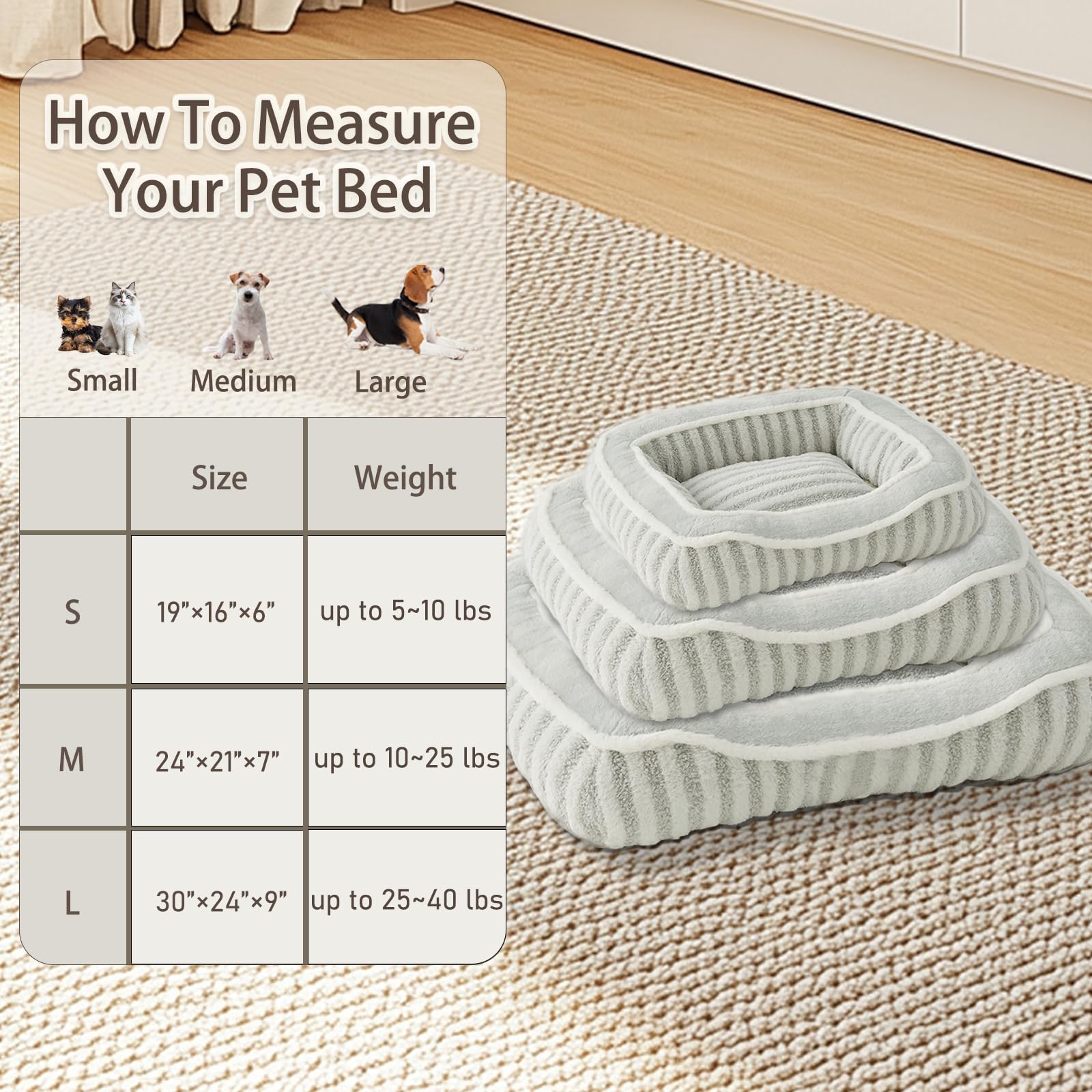 DEBANG HOME dog bed-shape-recovery image shows bed regaining plush after unpacking
