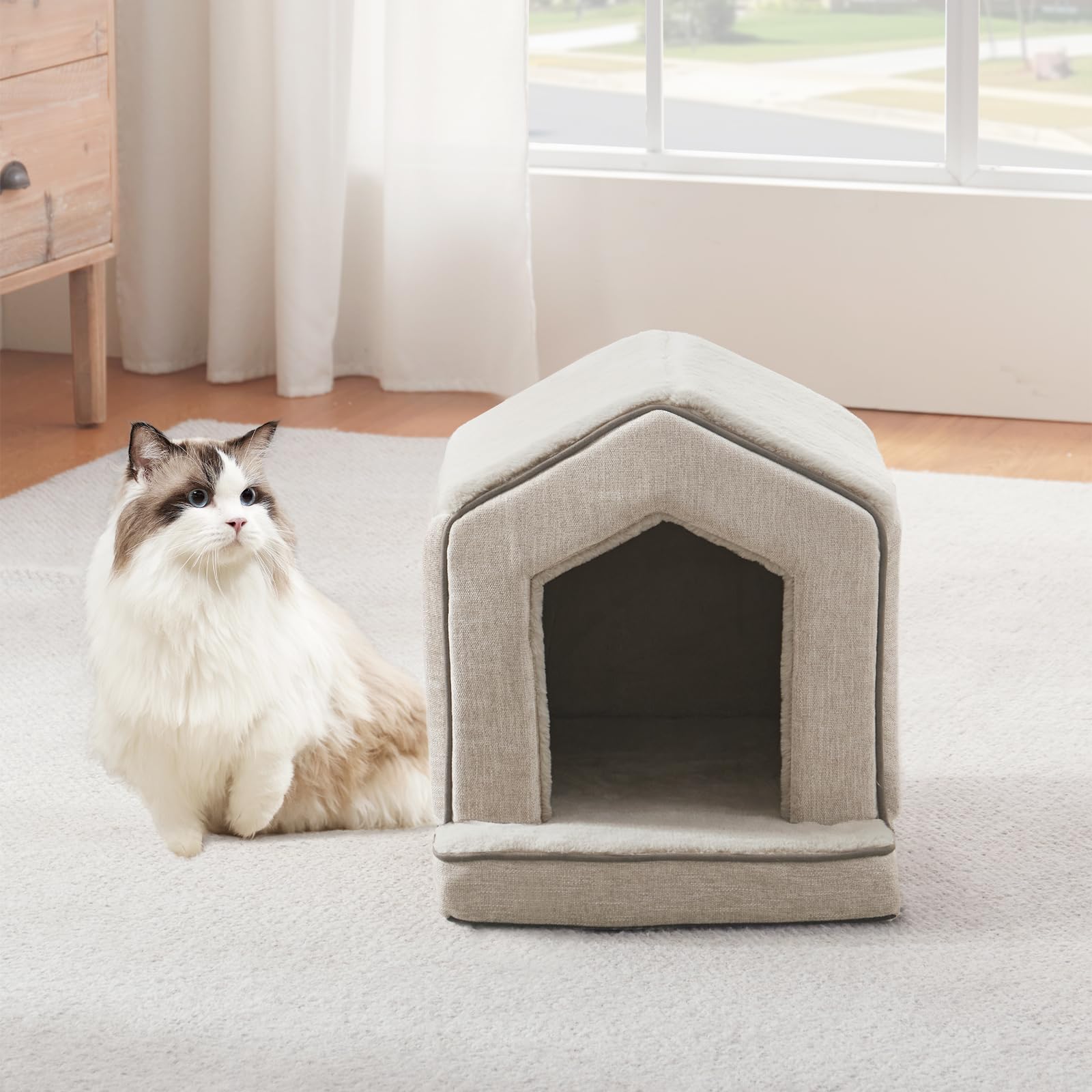 DEBANG HOME orthopedic cat house bottom-foam base cushions joints and supports comfortable sleep