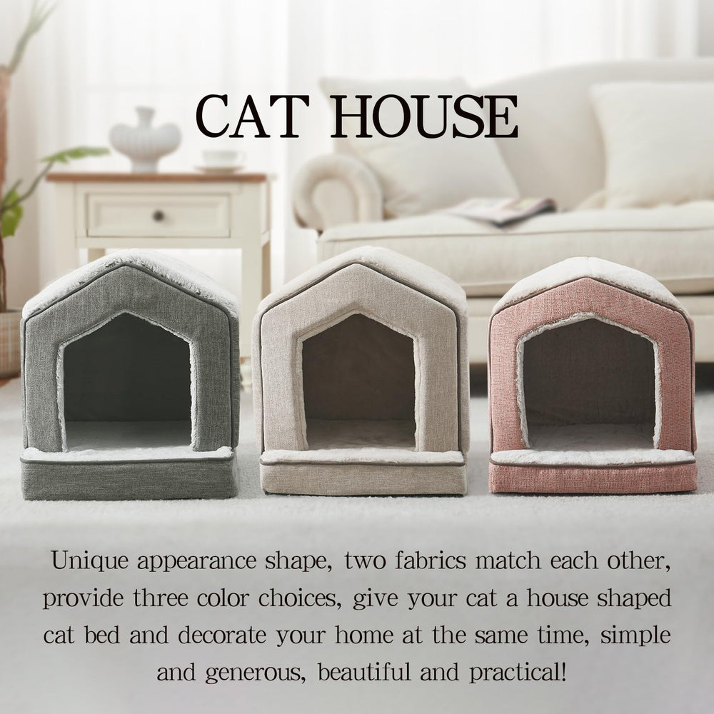 DEBANG HOME orthopedic cat house cushion closeup shows plush interior and soft-touch fabric