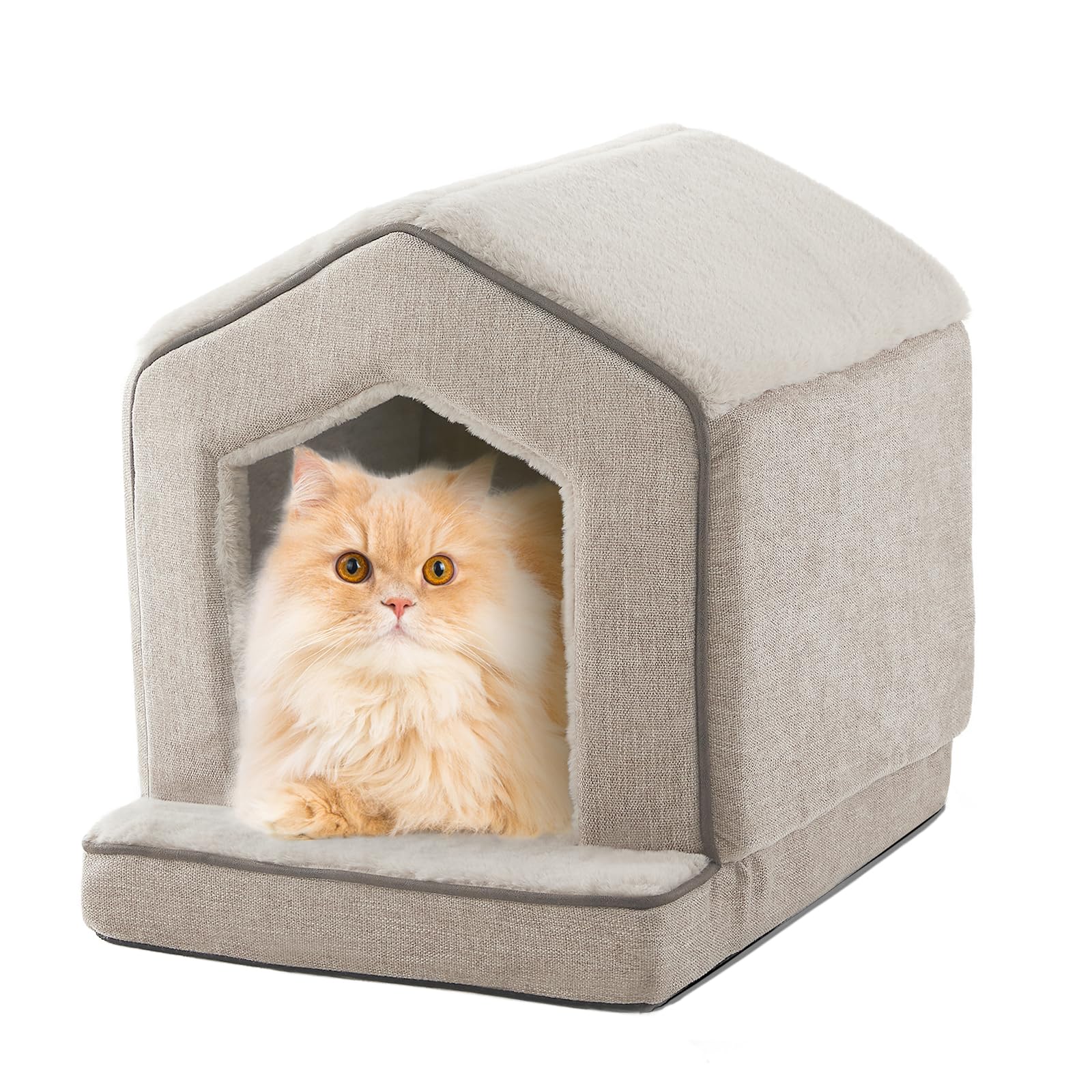 DEBANG HOME orthopedic cat house front view provides a cozy hideaway for restful naps