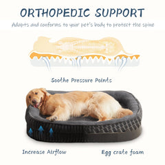 DEBANG HOME dog bed with four-sided bolsters provides neck support and cozy containment.