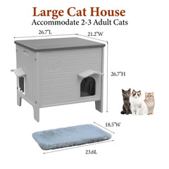 Deblue cat house includes plush interior mat for warm, comfy resting during chilly evenings