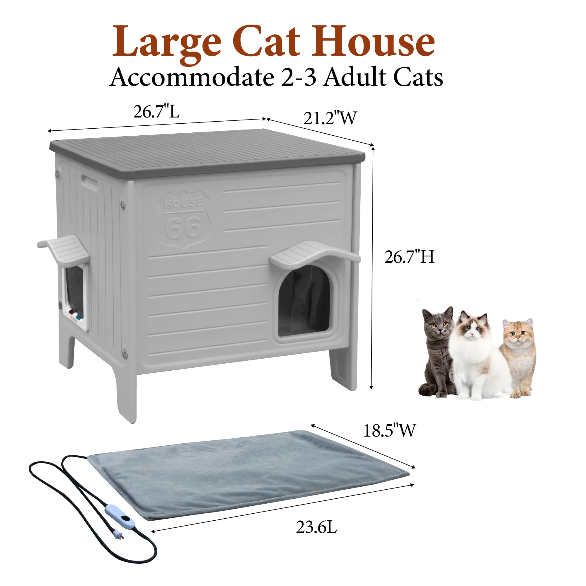 Deblue heated cat house removable roof for easy cleaning