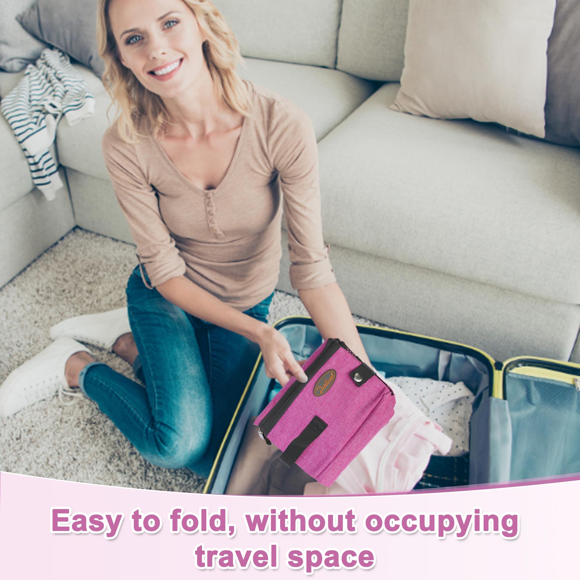 Deblue collapsible litter box includes scoop for quick cleanup.