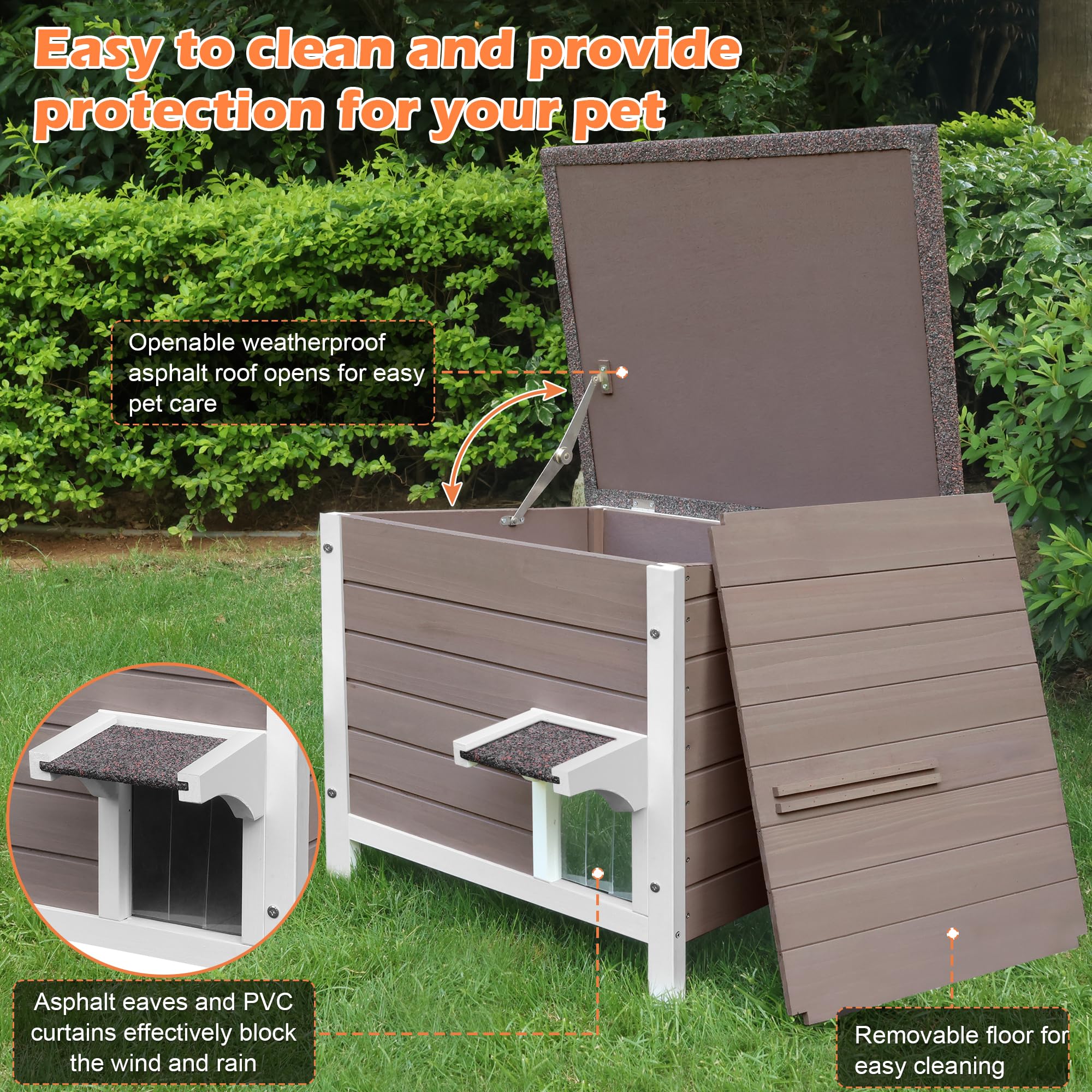 Deblue Ourdoor cat house divider creates a warm private space.