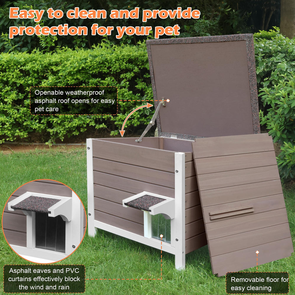 Deblue Ourdoor cat house divider creates a warm private space.