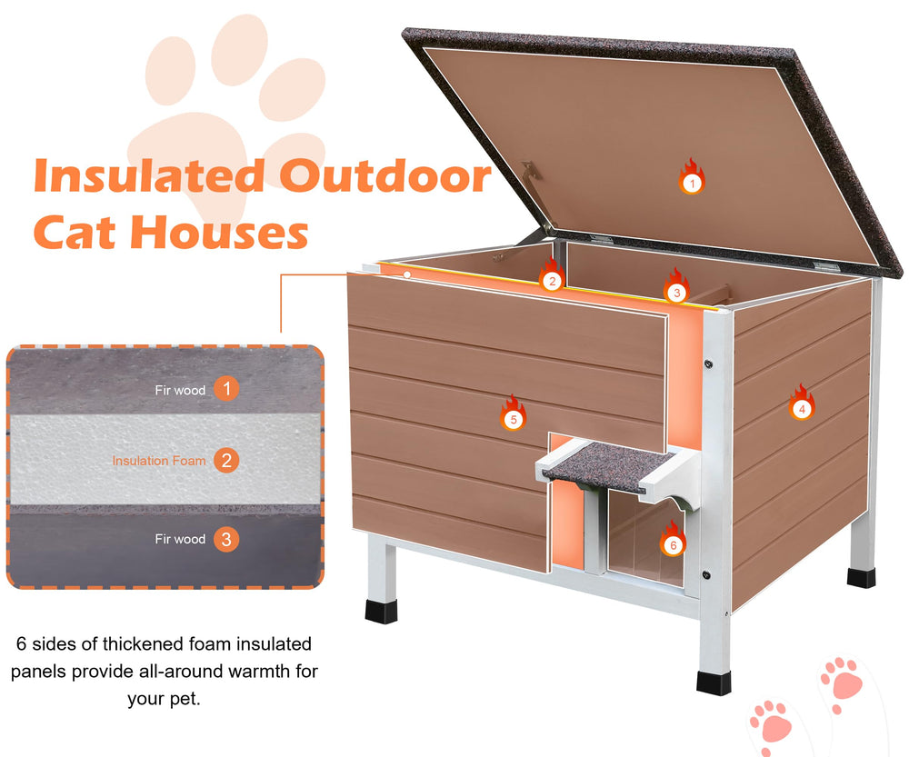 Deblue Ourdoor cat house interior spacious enough for 1-2 cats.