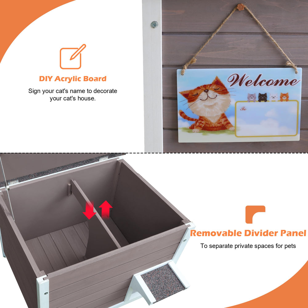 Deblue Ourdoor cat house removable floor simplifies cleaning.